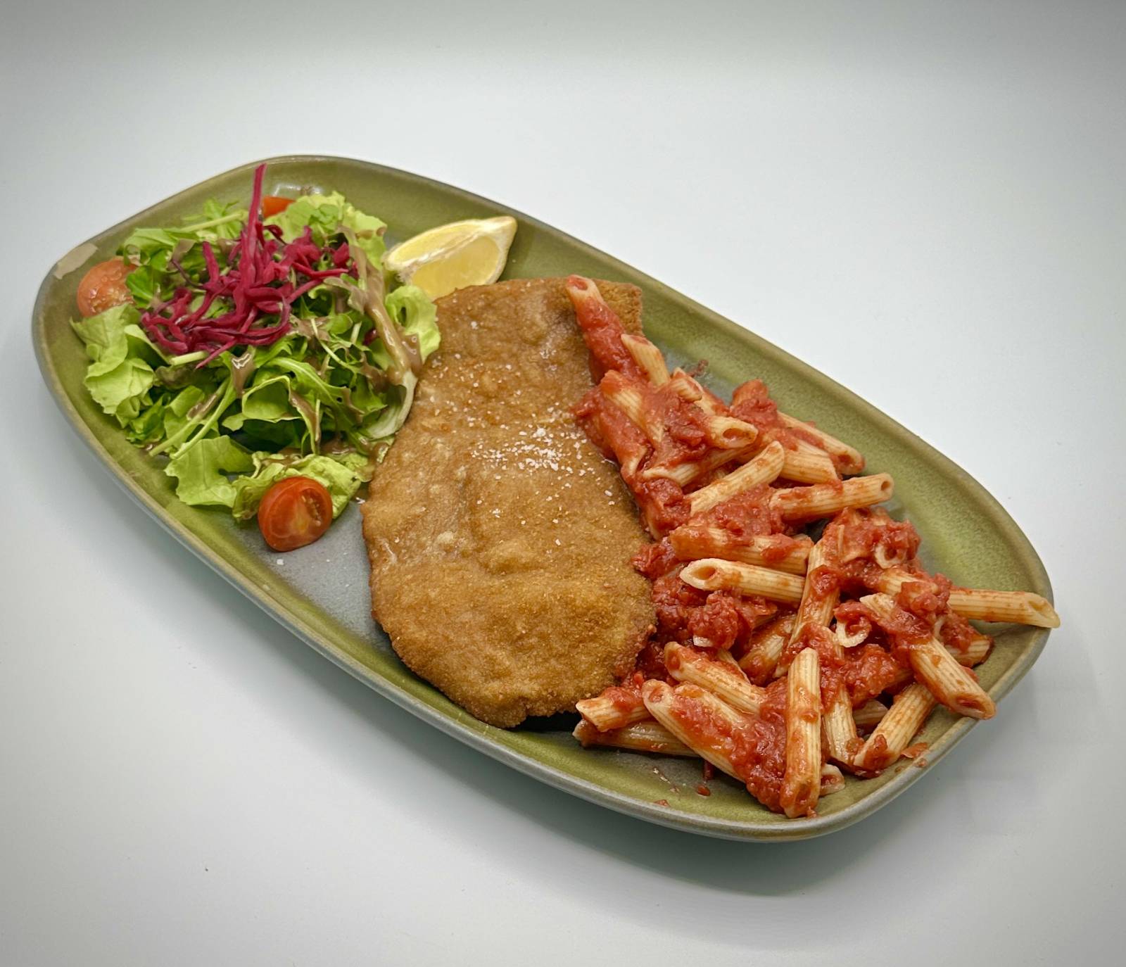 Escalope de veau à la Milanaise, Penne Sauce Tomate