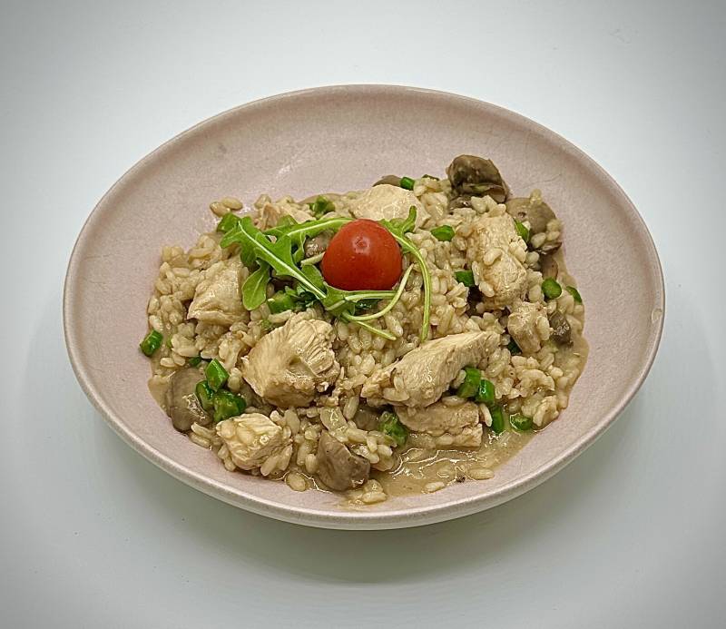 RisOtto de Poulet, Champignons et Asperges Vertes